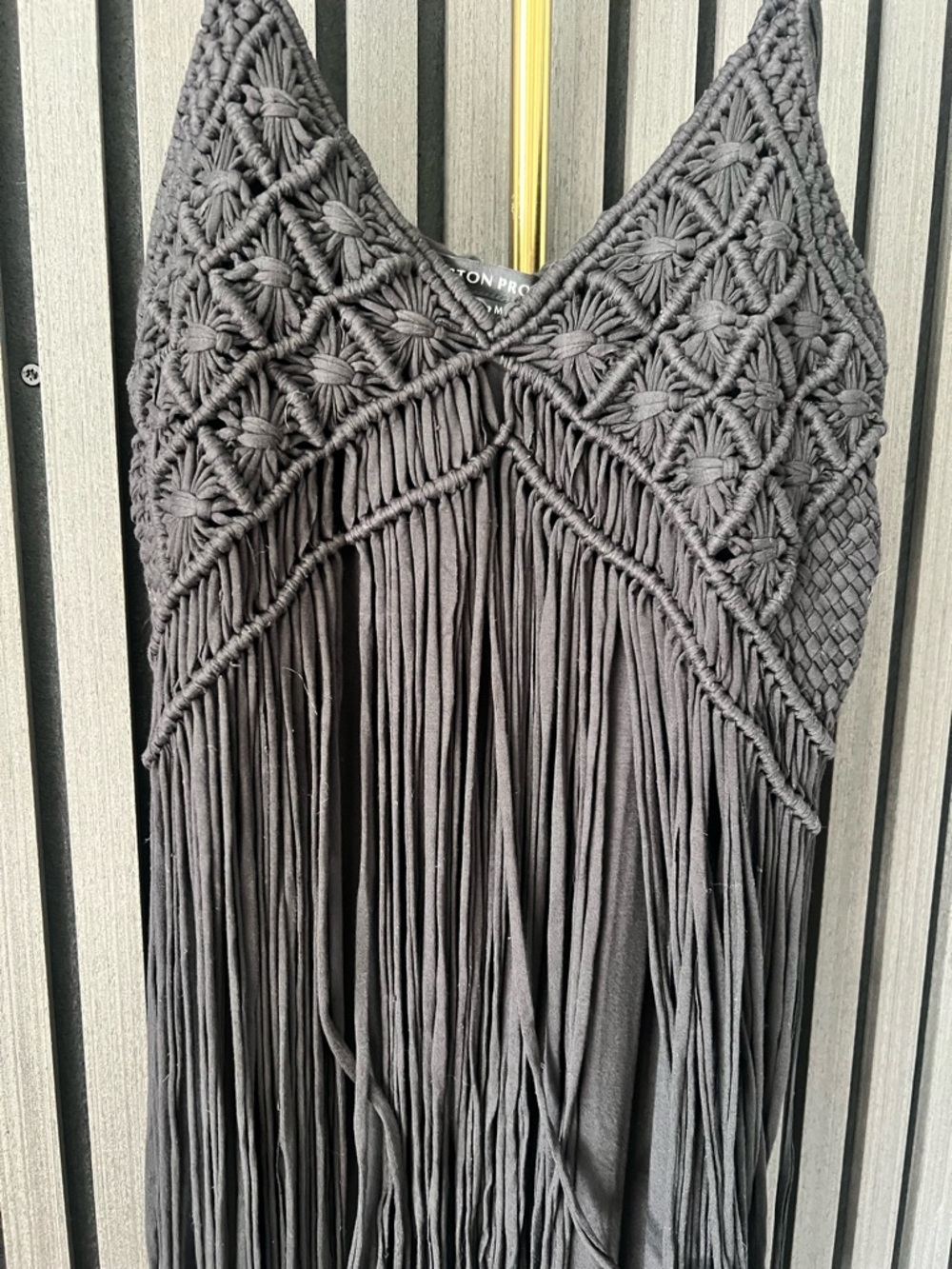 Boston Proper Black  Fringe maxi Dress . Brand NEW with tags ! - Picture 4 of 4